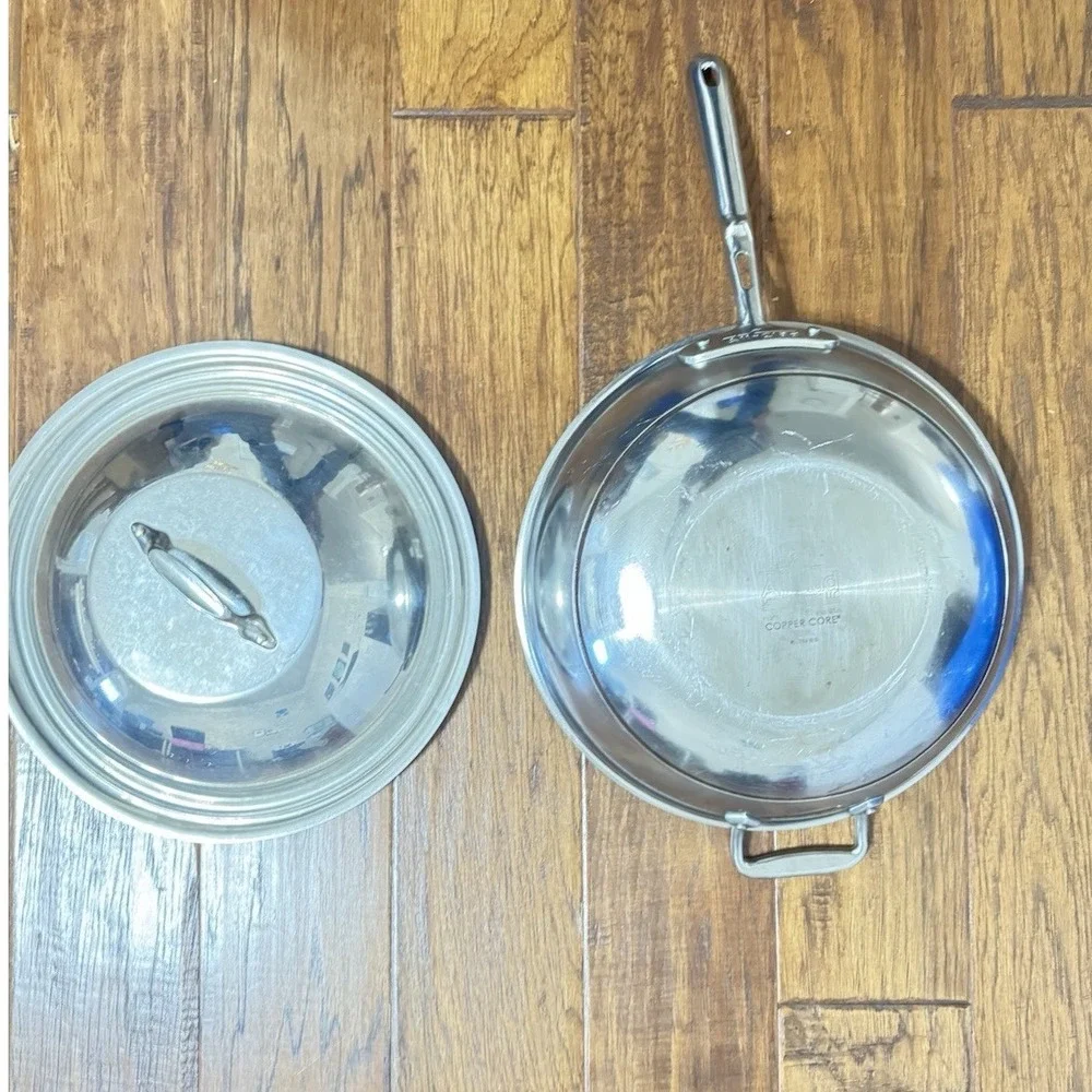 All Clad Copper Core 12 Inch Fry Pan Skillet Stainless Steel with‎ lid OLDSTCK